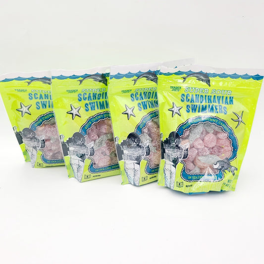 4 Packs Trader Joe's Super Sour Scandinavian Swimmers Gummy Candies 14oz ea Joes