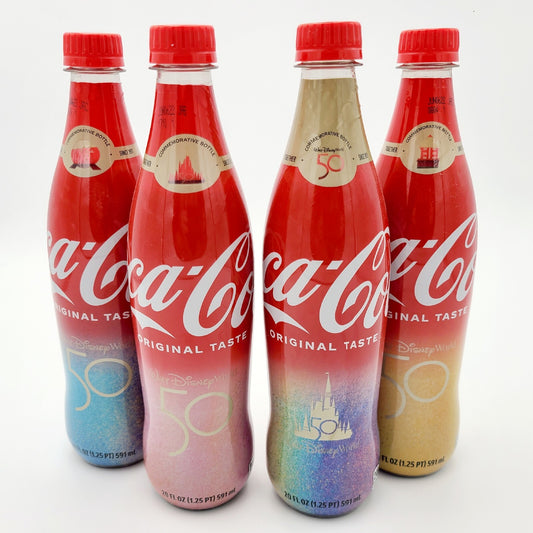 Walt Disney World Parks 50th Anniversary Coke Coca Cola Commemorative Bottle Set