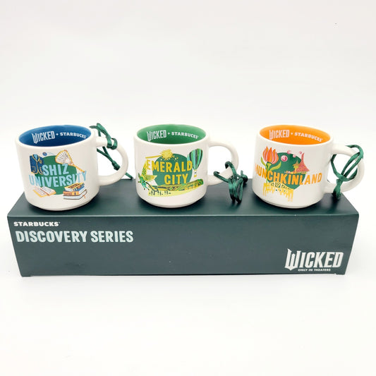 *Set of 3 Wicked ORNAMENT Mug* 2024 Universal Studios Starbucks Discovery Series