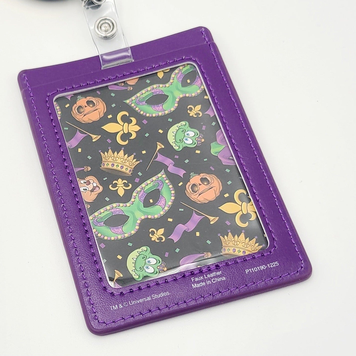 2026 Universal Studios Mardi Gras Badge Reel ID Holder Parade Art Gator Pumpkin