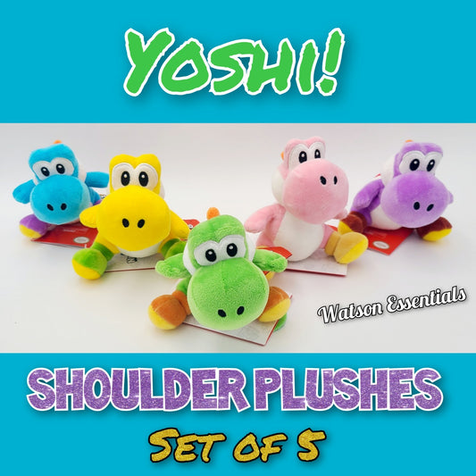Set of 5 EPIC Universal Studios Super Nintendo World Yoshi Shoulder Magnet Plush