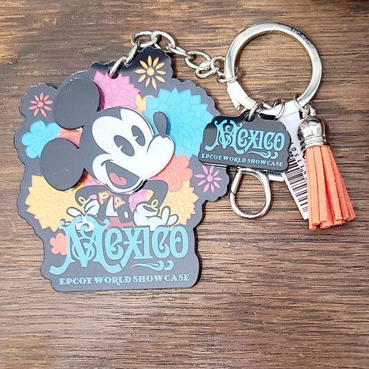 *Keychain* Disney World Parks EPCOT Mexico World Showcase Mickey 3D Acrylic Clip