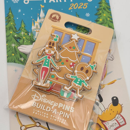 2025 Disney Parks Build A Pin 3 Pin Set Christmas Holiday Goofy & Donald Duck LR