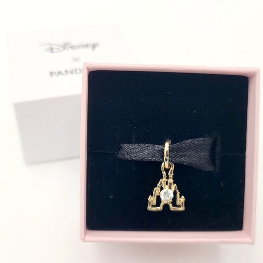 2026 Disney Parks Pandora 14k Gold Castle Charm 0.15 Lab Grown Diamond Exclusive