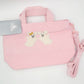 2025 Disney Parks Halloween Ghost Mickey Minnie Mouse Pink Canvas Small Tote Bag