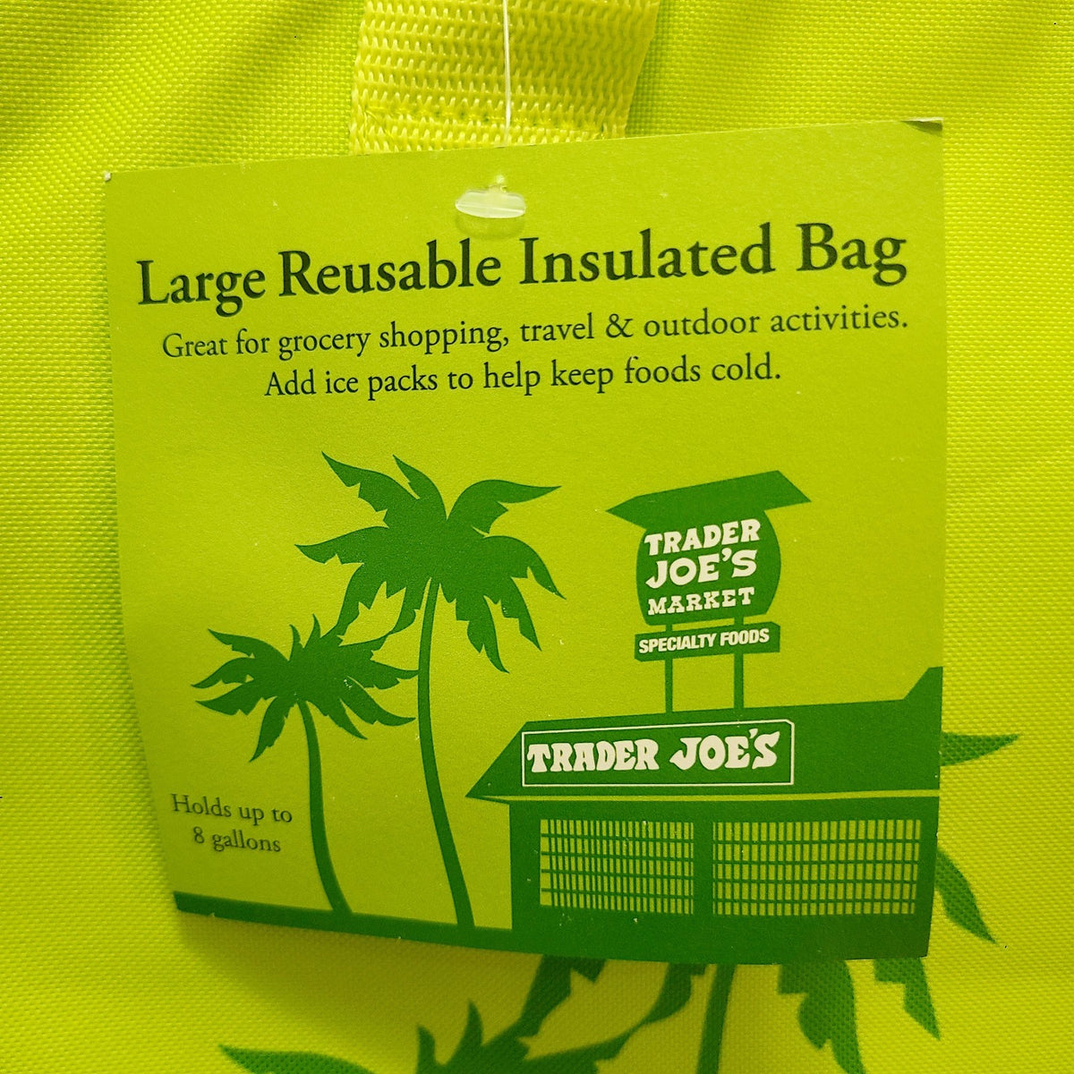 TRADER JOE’S NEW SPRING 2026 Large Reusable Insulated Bag 8 Gallons Green Blue