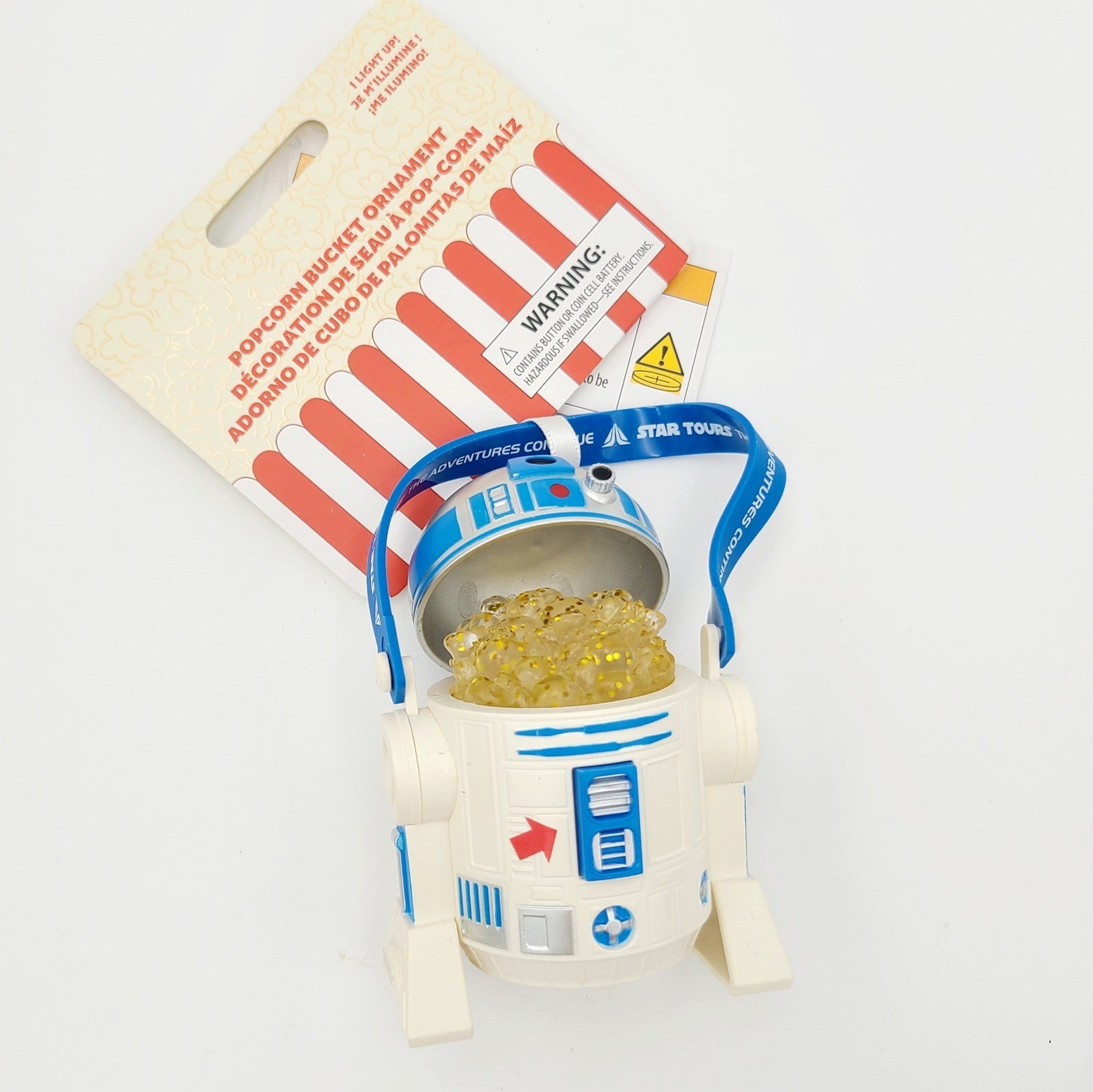 2025 Disney World Parks Star Wars R2-D2 Droid Popcorn Bucket Light-Up Ornament
