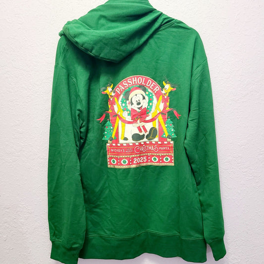 LARGE 2025 Disney Parks Mickey's Merry Christmas Party Passholder Zip Up Hoodie