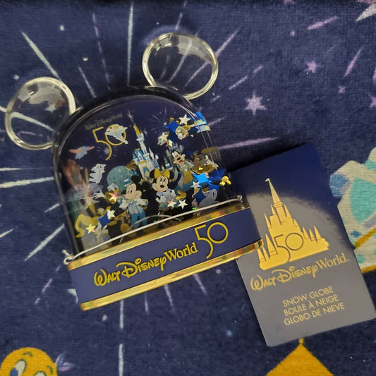 Walt Disney World Parks 50th Anniversary Snow Globe Mickey Ears Minnie WDW Icons