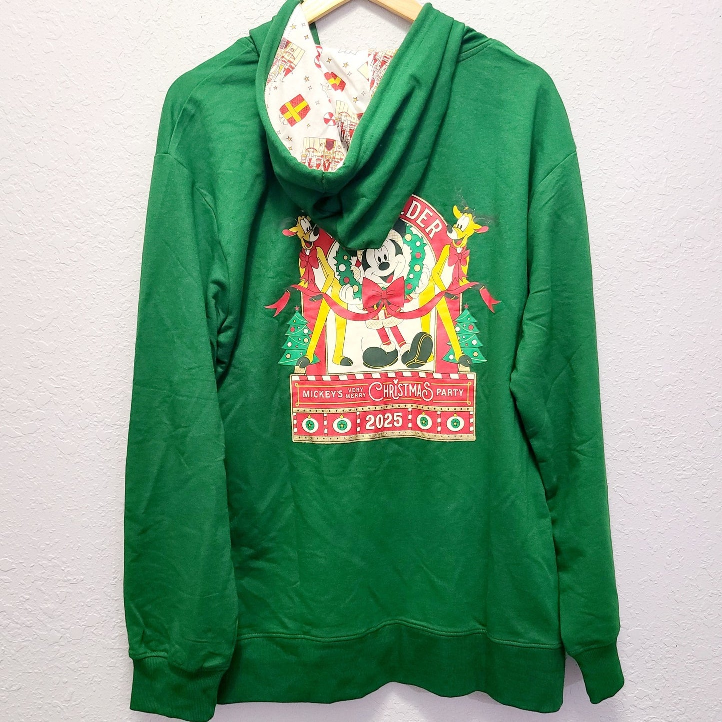 LARGE 2025 Disney Parks Mickey's Merry Christmas Party Passholder Zip Up Hoodie