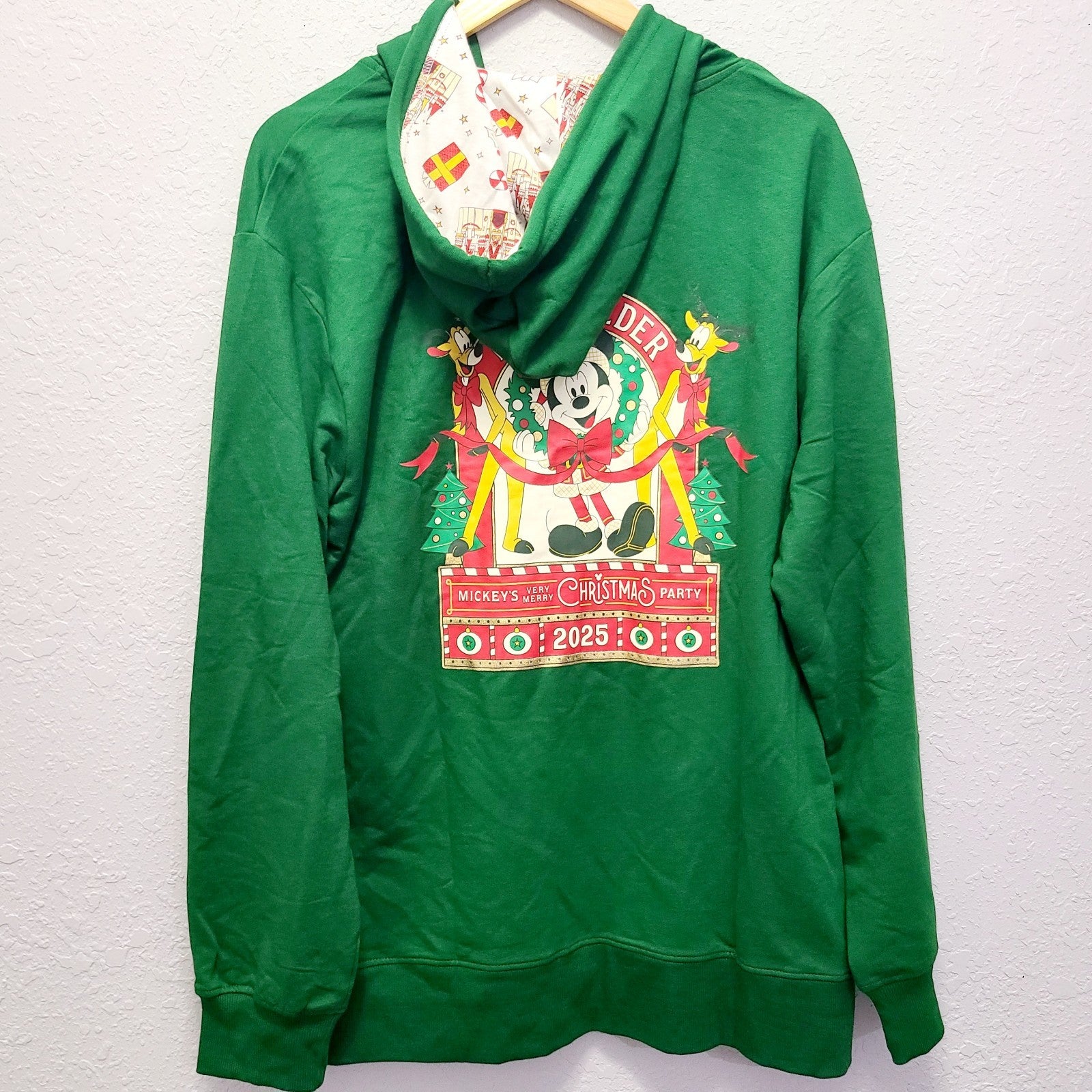 LARGE 2025 Disney Parks Mickey's Merry Christmas Party Passholder Zip Up Hoodie