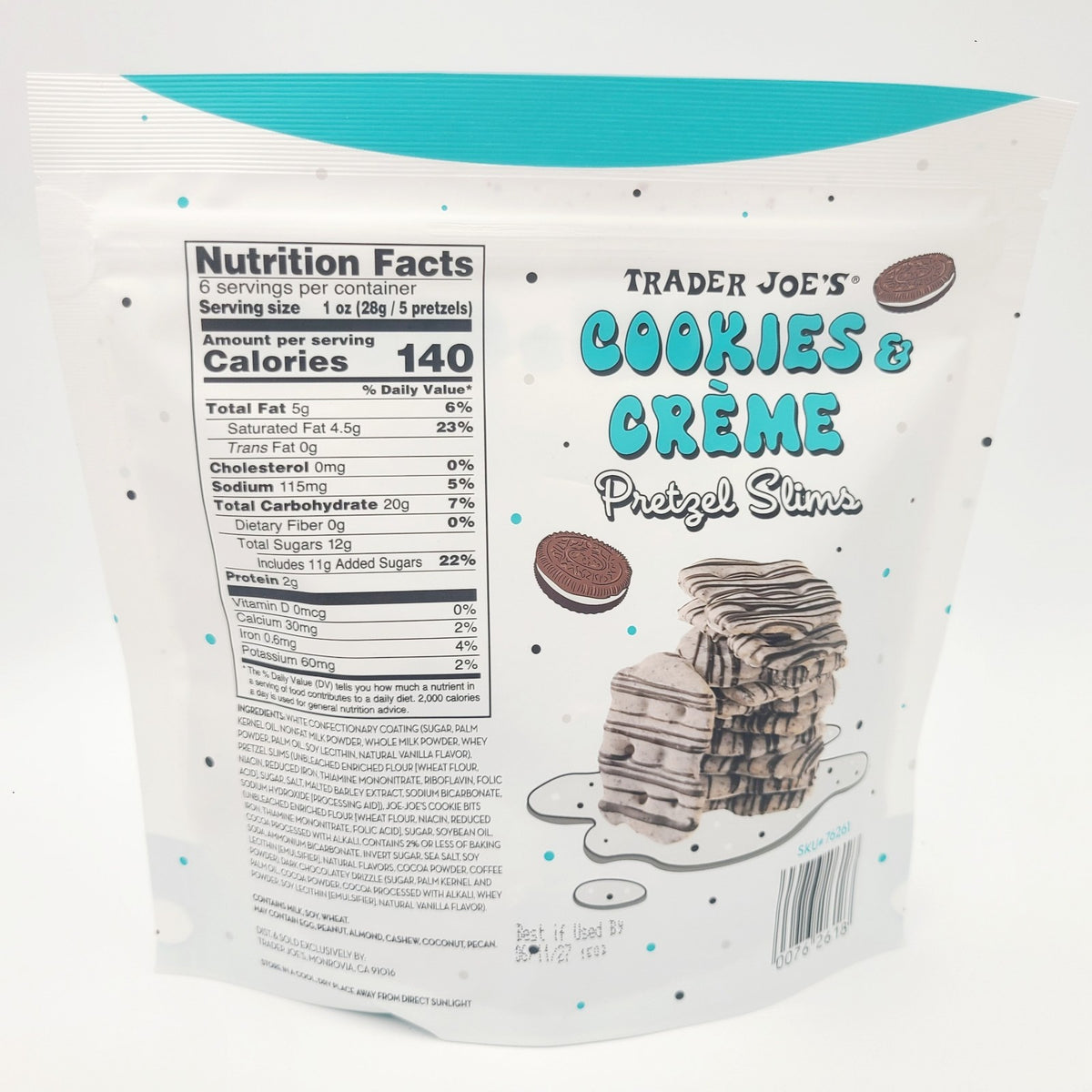 *2 Packs* Trader Joe's Cookies & Creme Cream Pretzel Slims  6 Oz Pretzels Bags