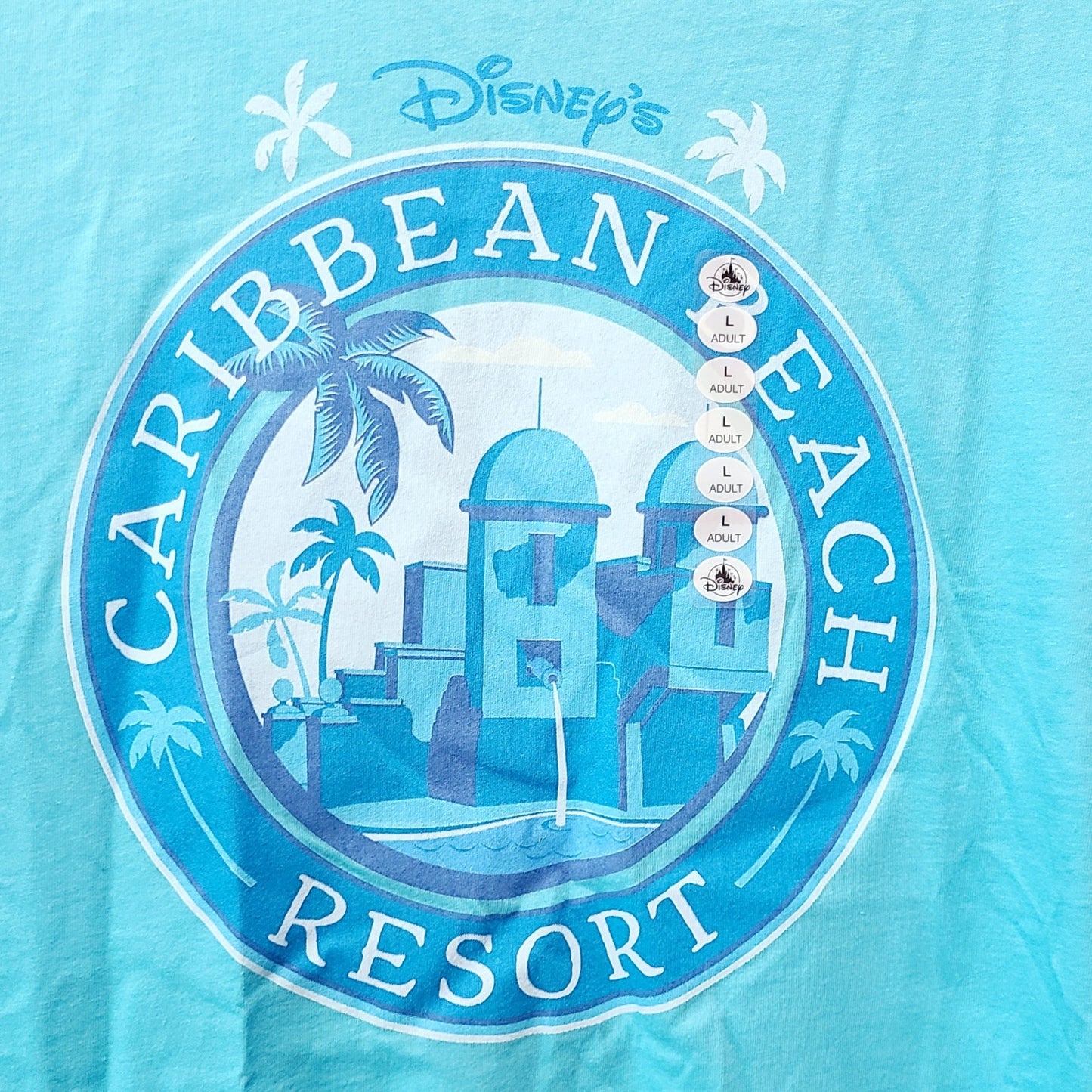 *LARGE Shirt* Walt Disney World Park Caribbean Beach Resort Blue WDW NEW