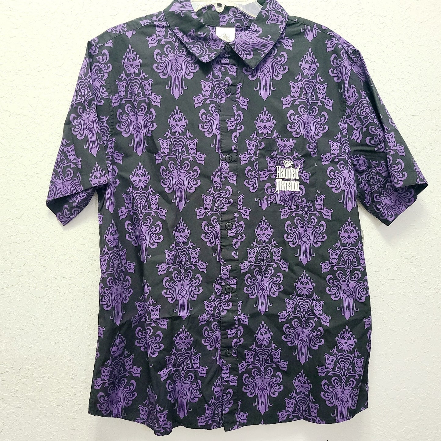 LARGE Disney World Parks 2025 Haunted Mansion Wallpaper Woven Adult Shirt NEW