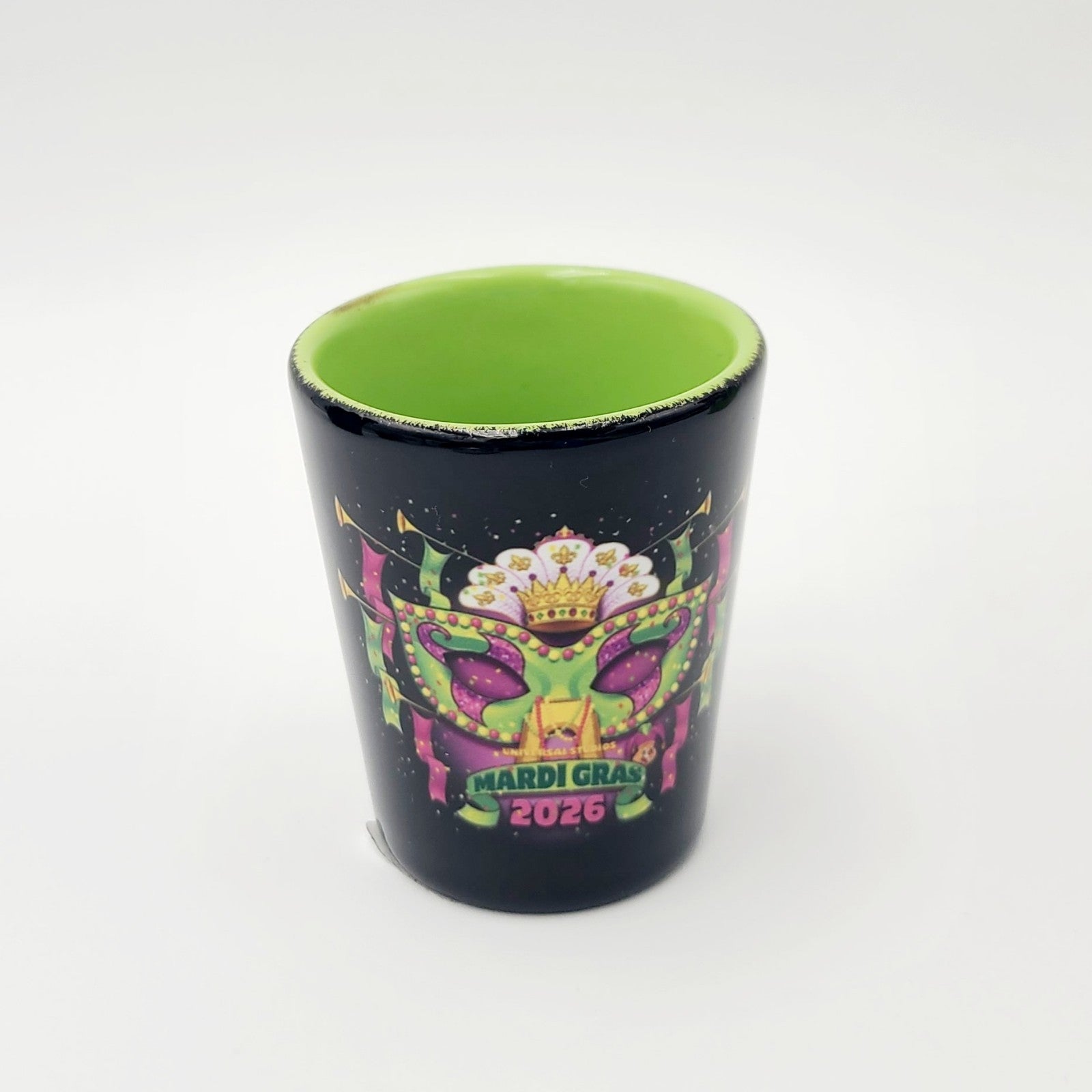 2026 Universal Studios Mardi Gras Shot Glass Parade Key Art 2oz Toothpick Holder