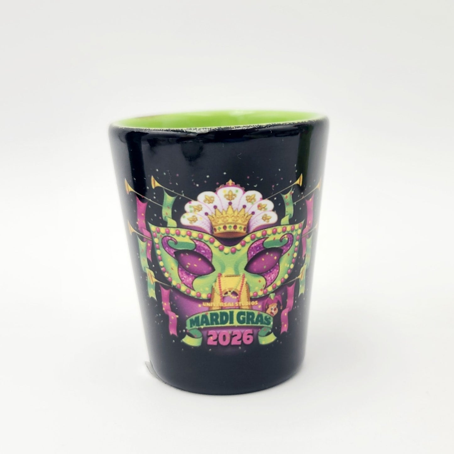 2026 Universal Studios Mardi Gras Shot Glass Parade Key Art 2oz Toothpick Holder