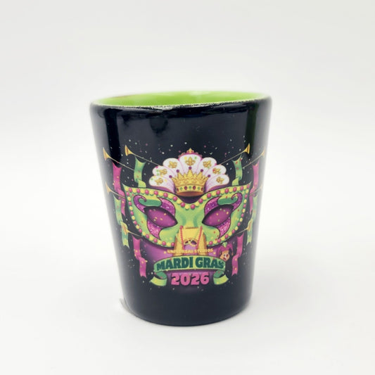 2026 Universal Studios Mardi Gras Shot Glass Parade Key Art 2oz Toothpick Holder