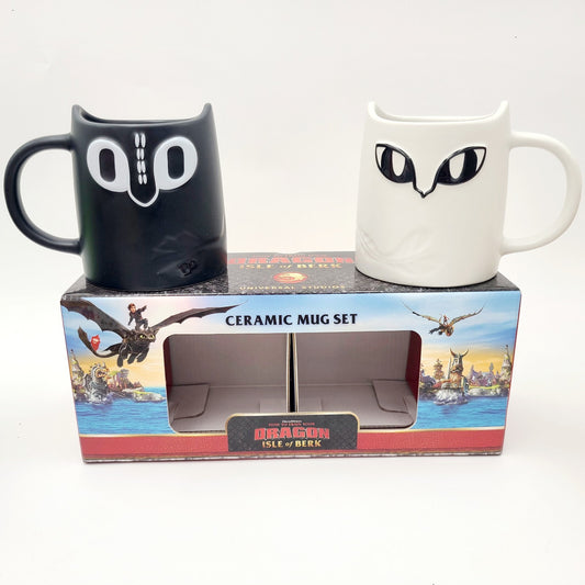 *2 Mug Set* Universal Epic How To Train Your Dragon Night Light Fury Ceramic Cup