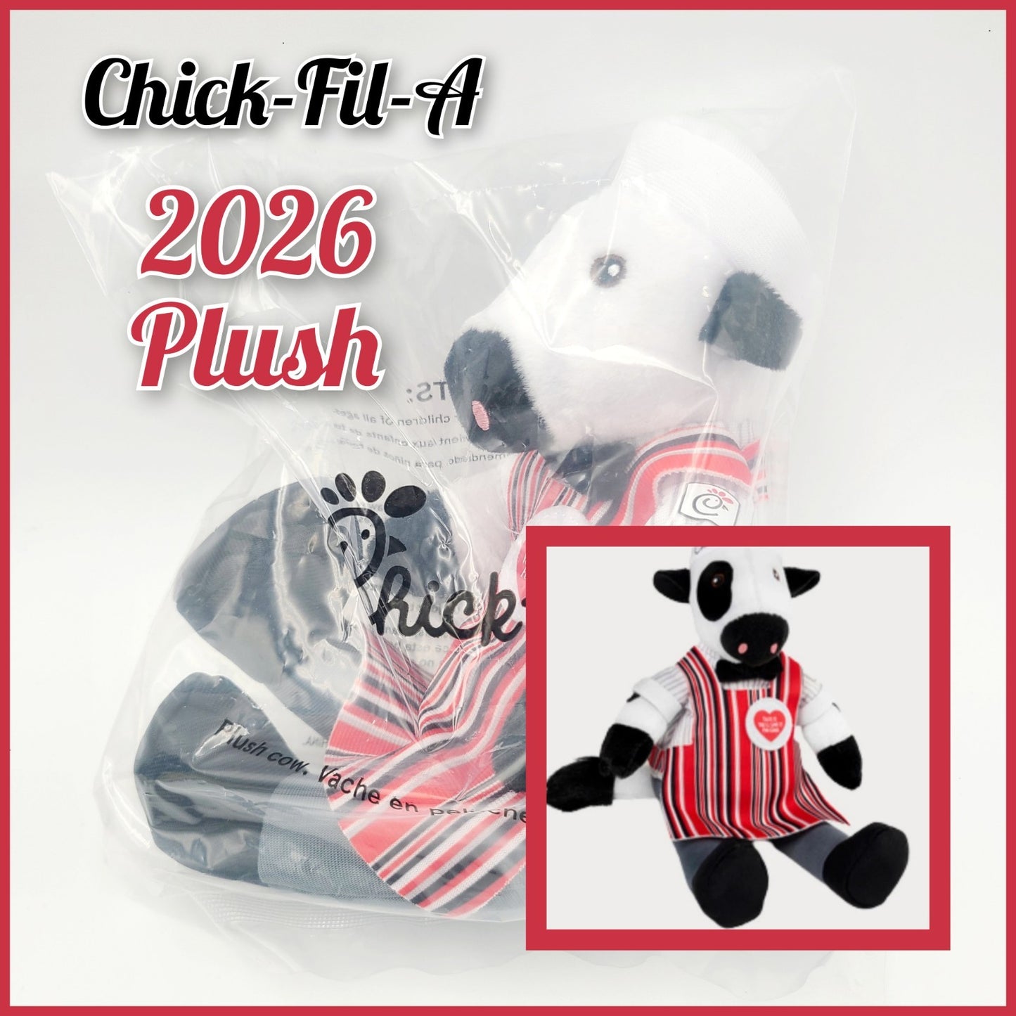 SEALED Chick-fil-A Classic Crew Spring 2026 Plush Cow Toy LIMITED EDITION 9" NEW