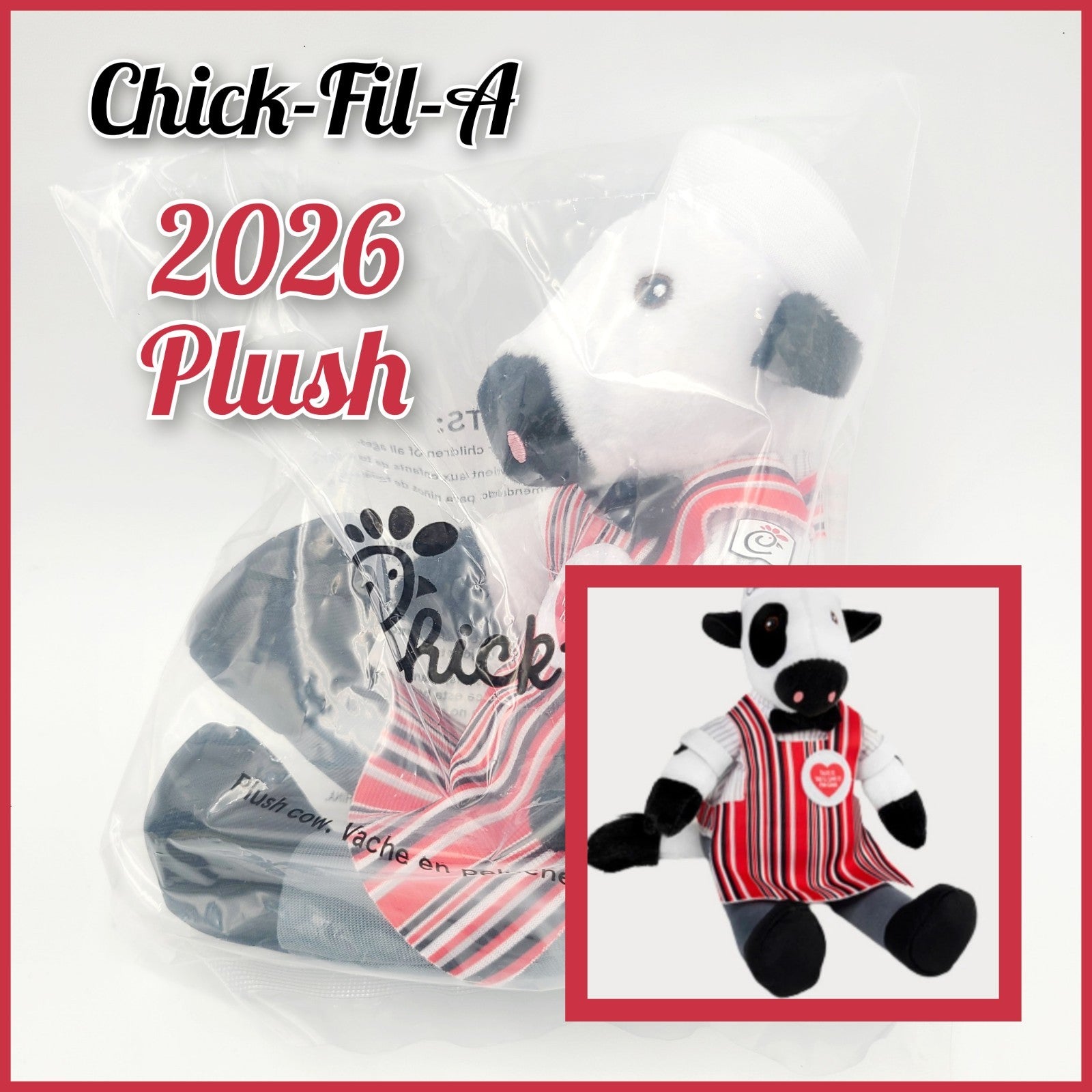 SEALED Chick-fil-A Classic Crew Spring 2026 Plush Cow Toy LIMITED EDITION 9" NEW