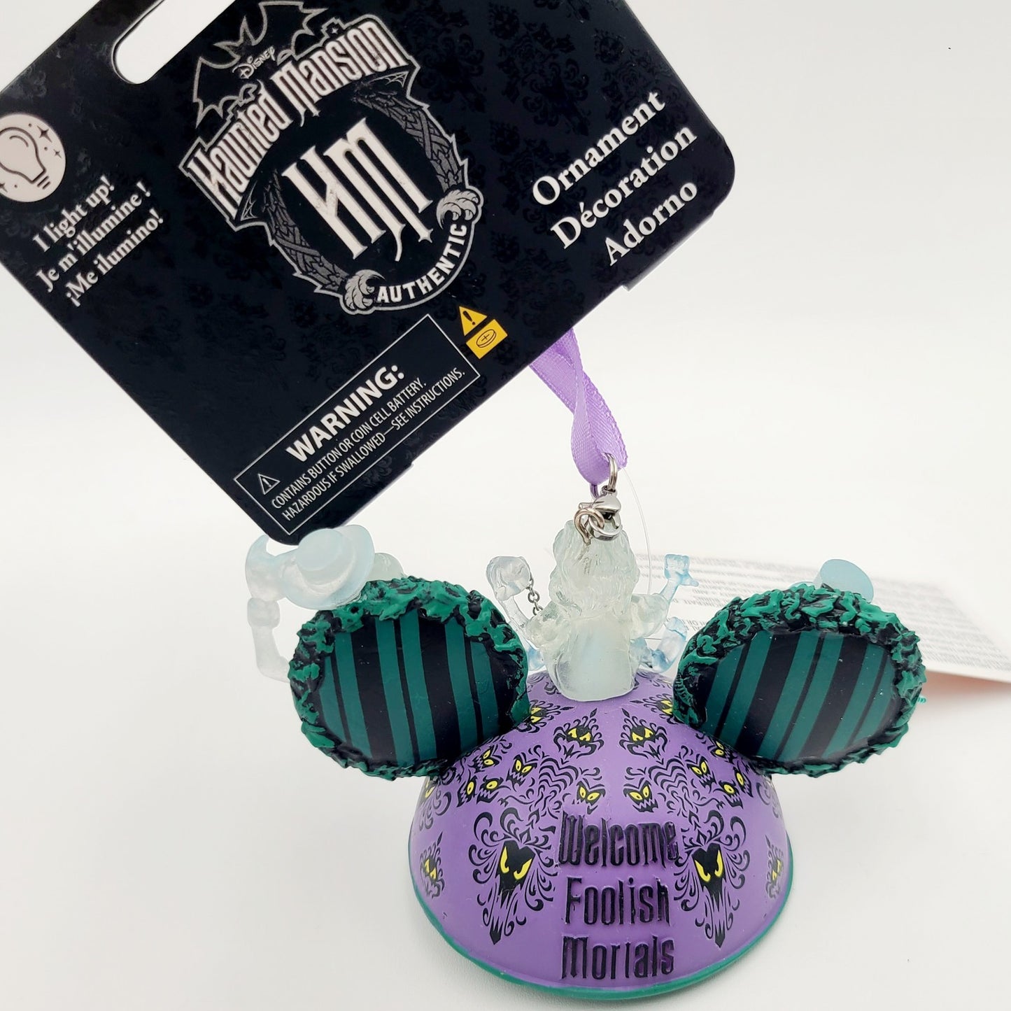 Disney Parks 2025 Haunted Mansion Hitchhiking Ghosts Ear Hat Light Up Ornament