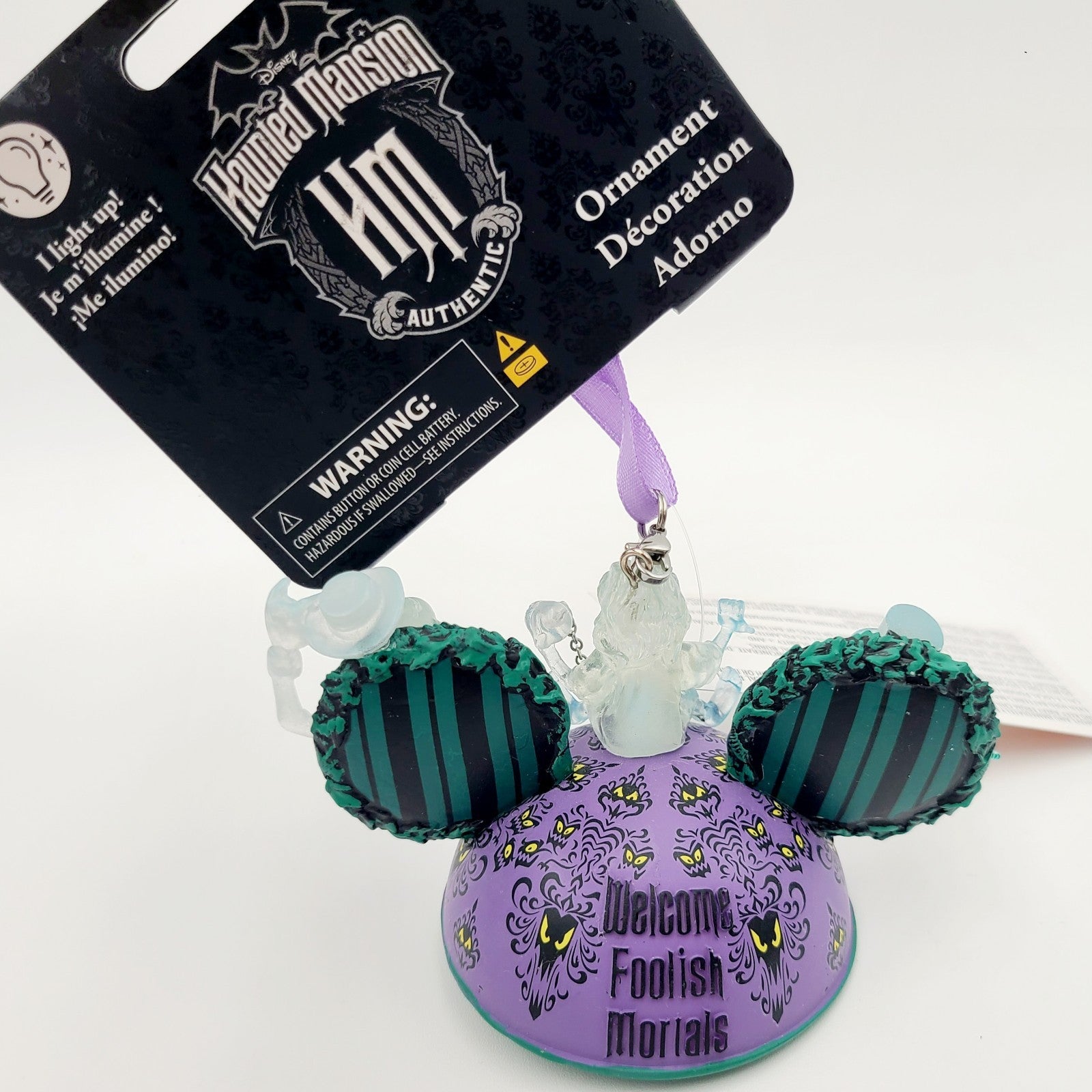Disney Parks 2025 Haunted Mansion Hitchhiking Ghosts Ear Hat Light Up Ornament