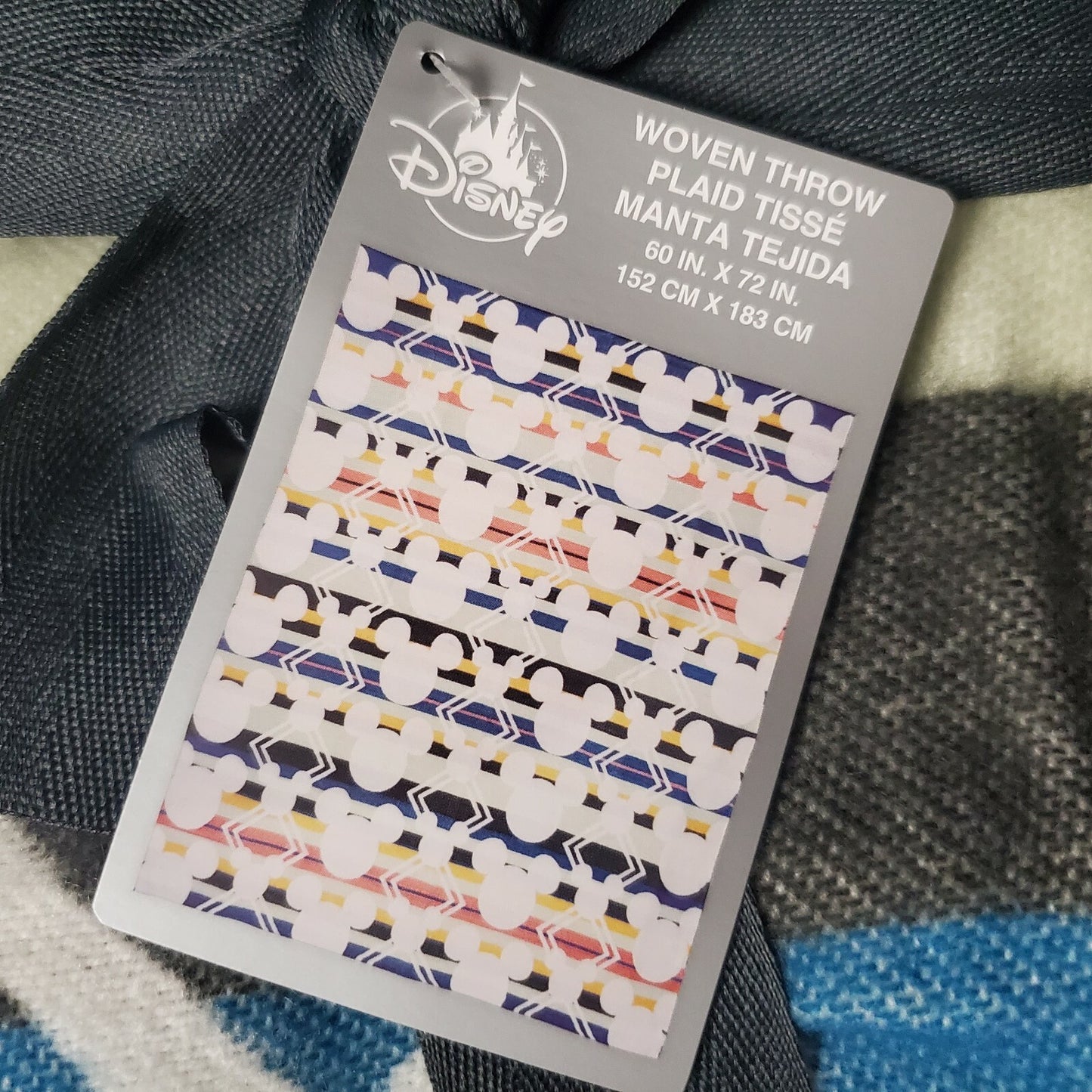 2021 Disney Park Mickey Mouse Ears Woven Stripe Throw Blanket Plaid Manta NEW