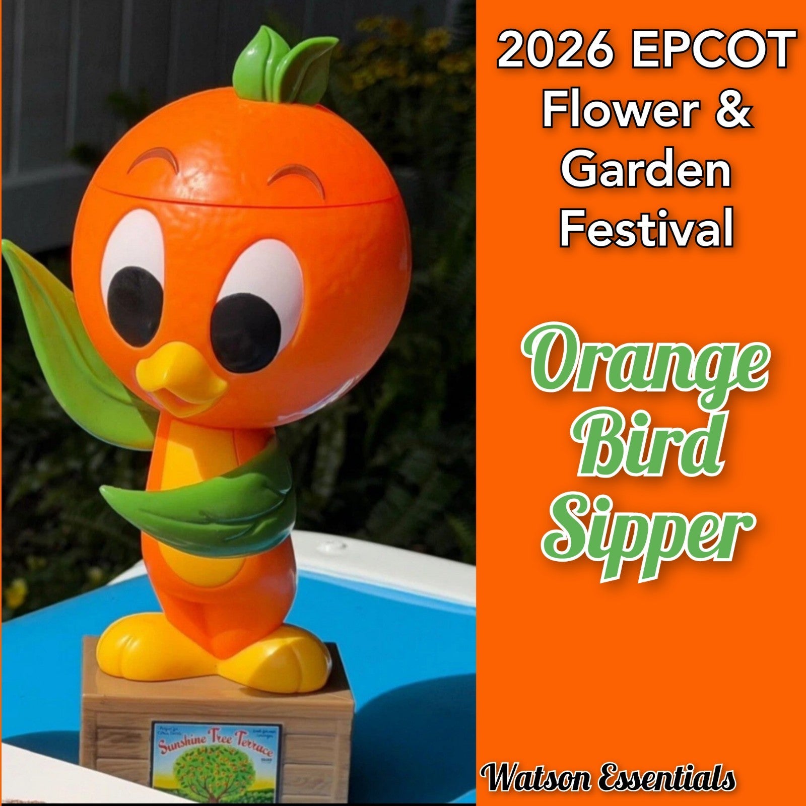 2026 Disney World Parks Epcot Flower & Garden Orange Bird Crate Sipper Cup WDW