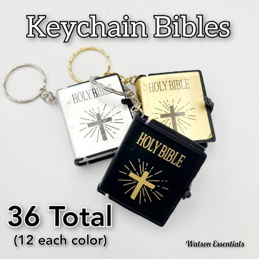 *36 TOTAL Keychain Bible* 12x Gold Silver Black Paper Pendant Holy Religious