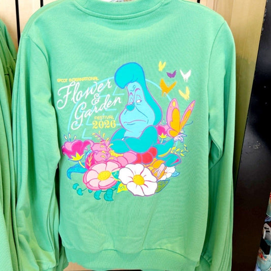 LARGE Disney Park 2026 Epcot Flower Garden Alice Wonderland Crewneck Sweatshirt
