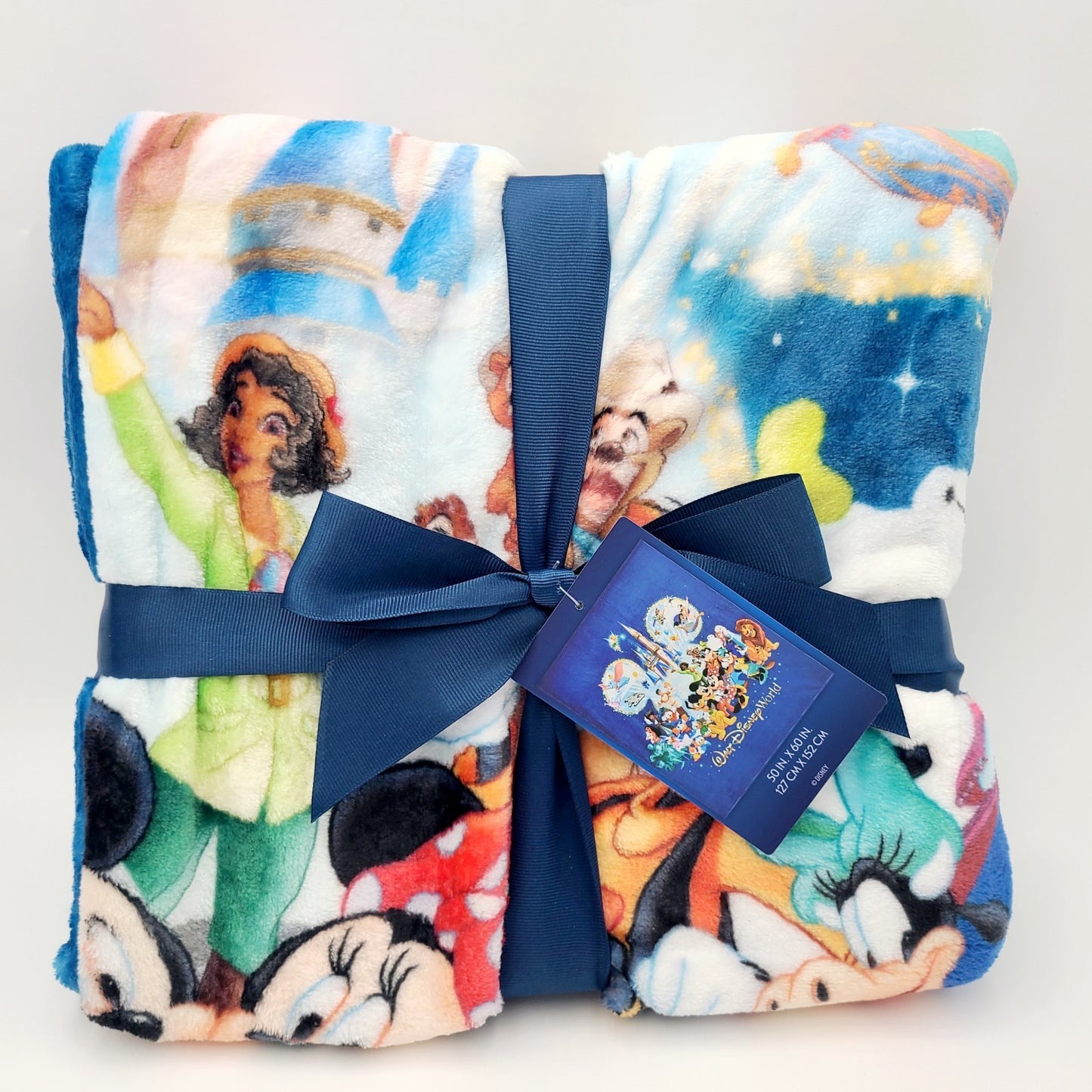 2026 Walt Disney World Park Mickey &Friends Castle Reversible Throw Blanket Navy