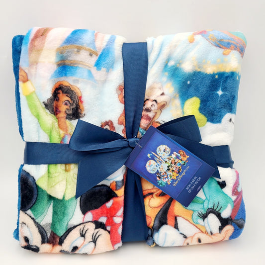 2026 Walt Disney World Park Mickey &Friends Castle Reversible Throw Blanket Navy