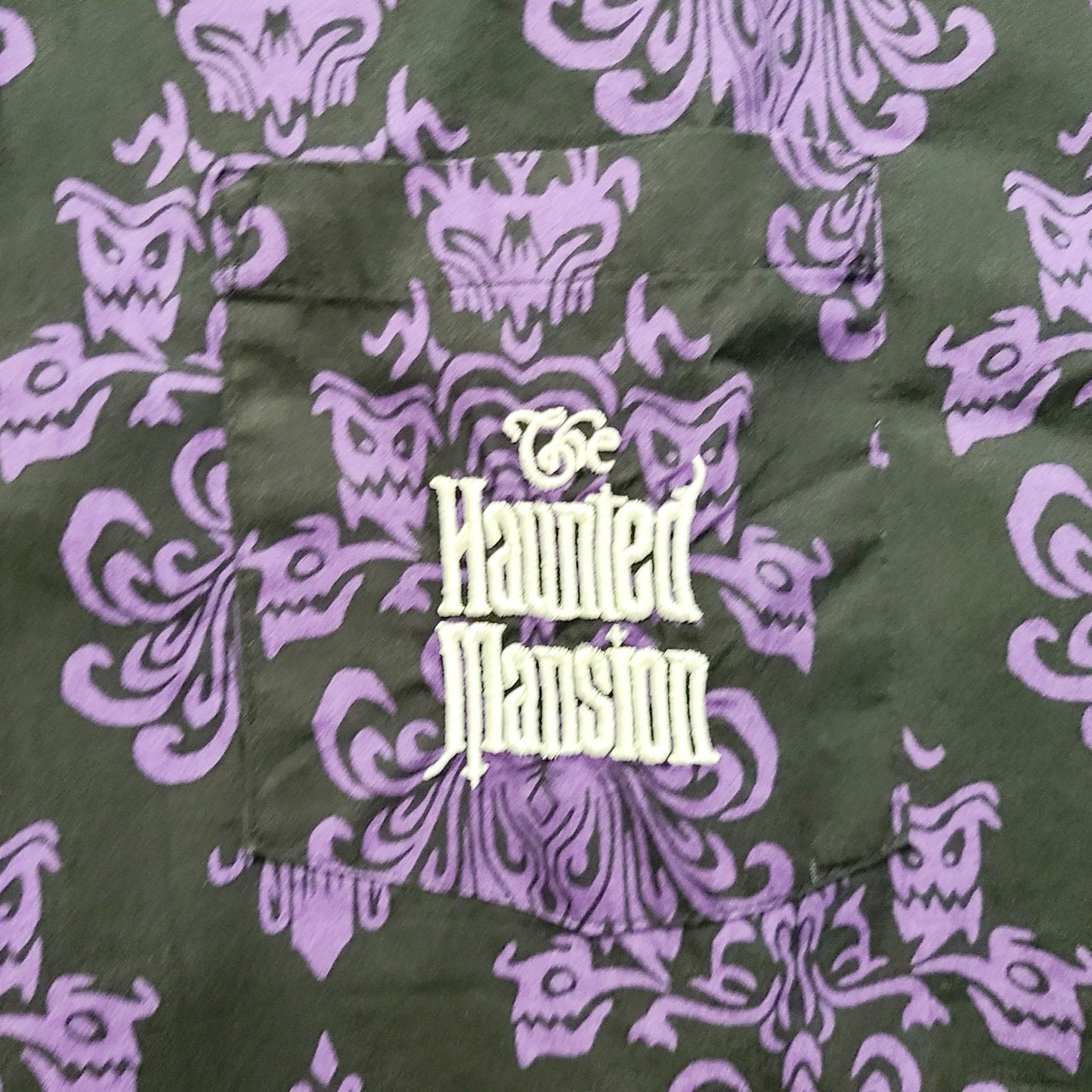 LARGE Disney World Parks 2025 Haunted Mansion Wallpaper Woven Adult Shirt NEW