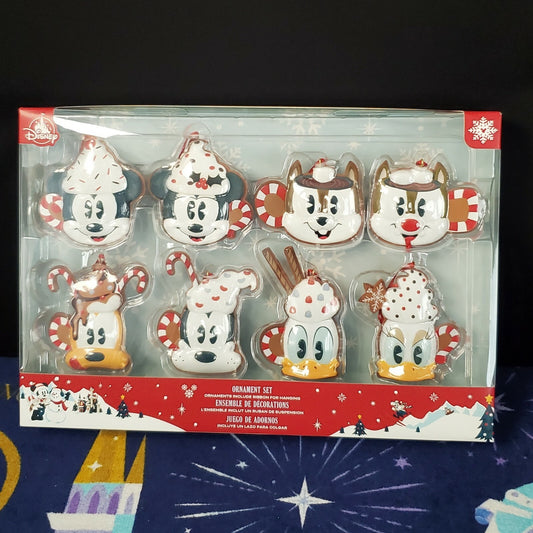 2021 Disney Parks Hot Chocolate Mug Christmas Ornament Set 8 piece Mickey Minnie
