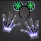 Disney Park Mickey Mouse Gloves Ears Light-Up Skeleton Costume Accessory Adult