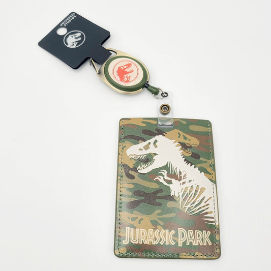 Universal Studios Jurassic Park Camo Dinosaur ID Reel Badge Holder Exclusive NEW