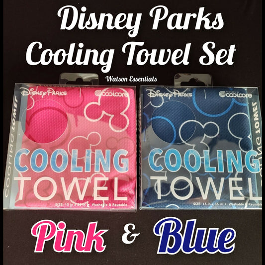 *Set of 2* Disney Parks Mickey Mouse Cooling Towel Blue Coolcore 15" x 36" - NEW