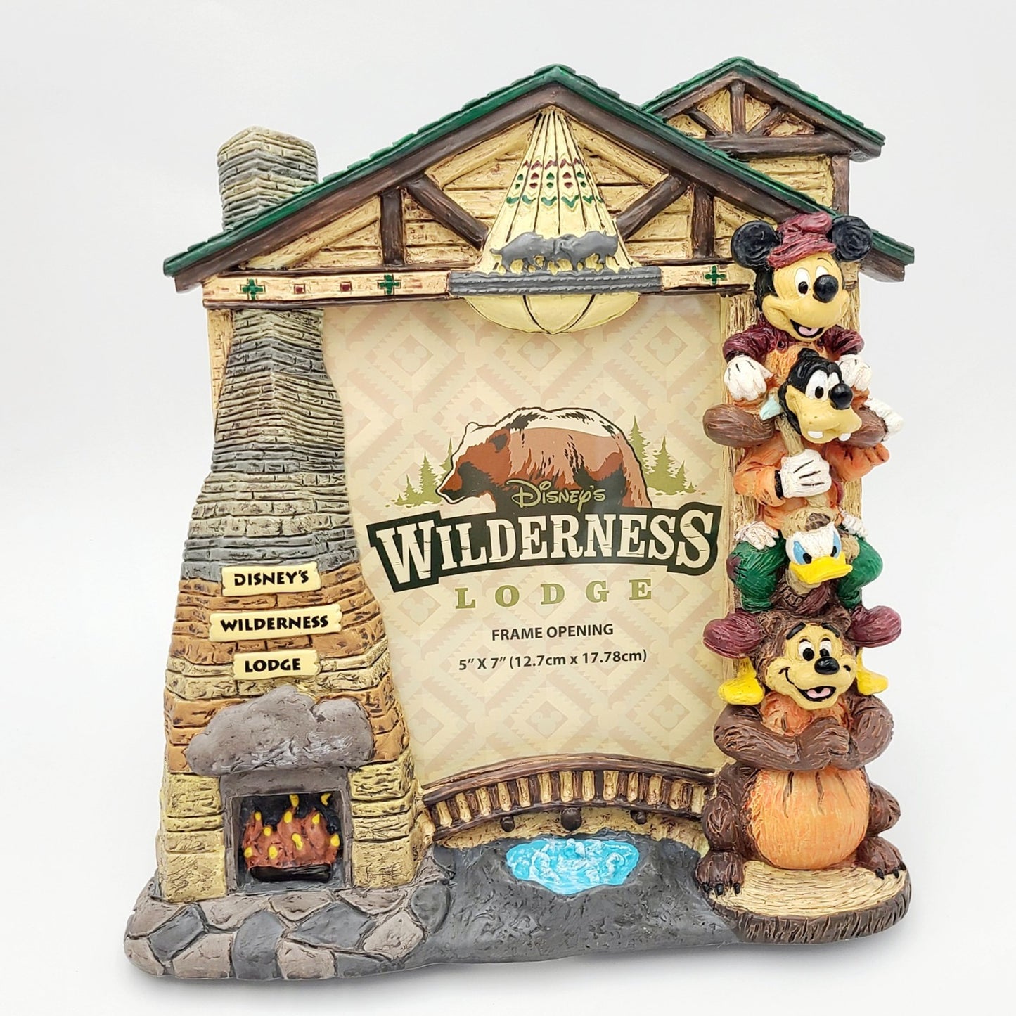 Disney Park Wilderness Lodge Resort Mickey Donald Goofy Totem Pole Picture Frame