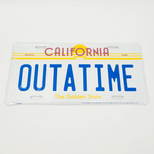 NEW Back to the Future "OUTATIME" License Plate Universal Studios Orlando BTTF