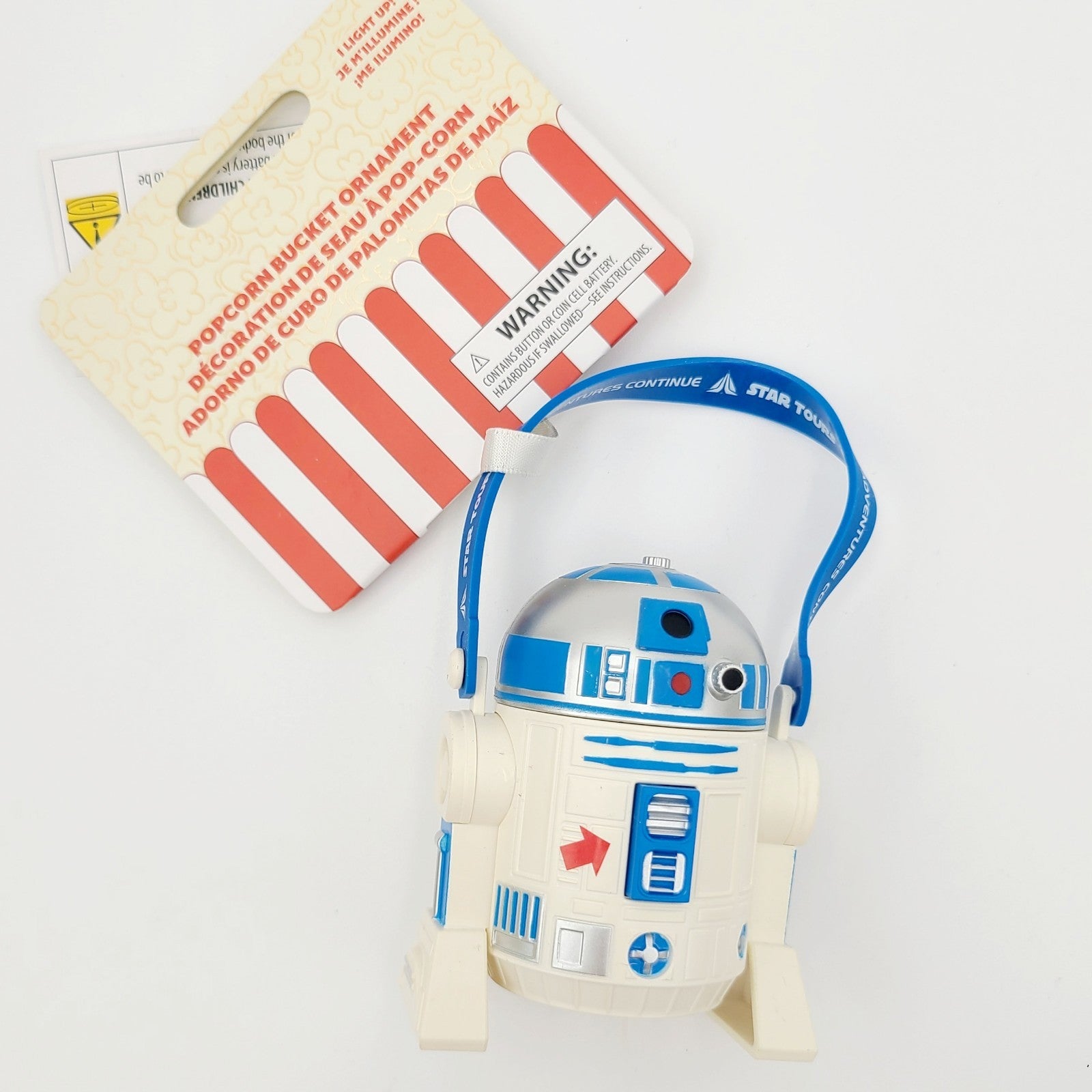 2025 Disney World Parks Star Wars R2-D2 Droid Popcorn Bucket Light-Up Ornament