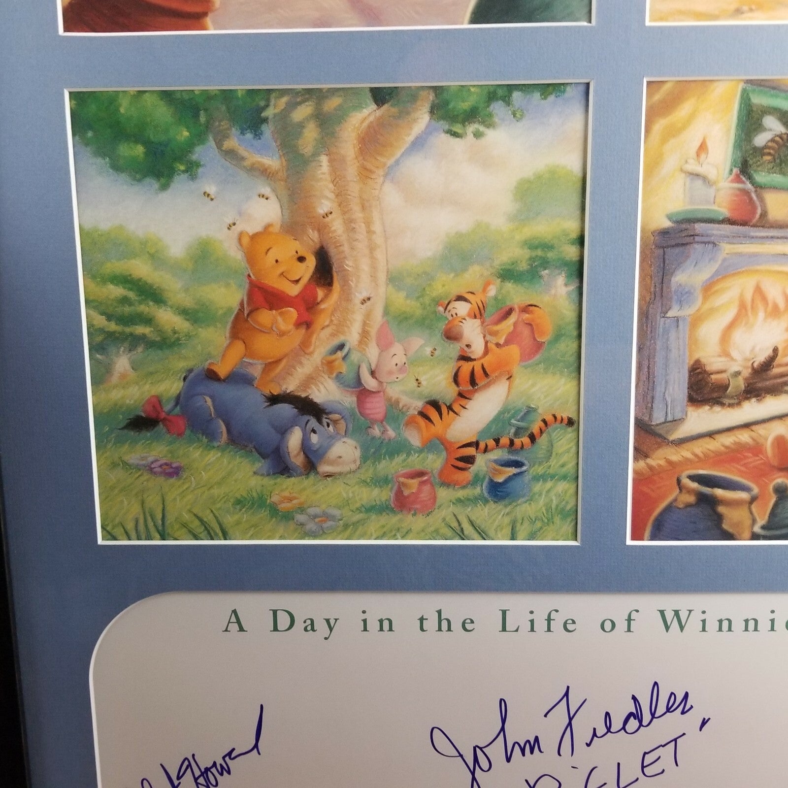 SIGNED/Autographed Disney Parks Winnie the Pooh Framed Art Artwork Piglet Roo