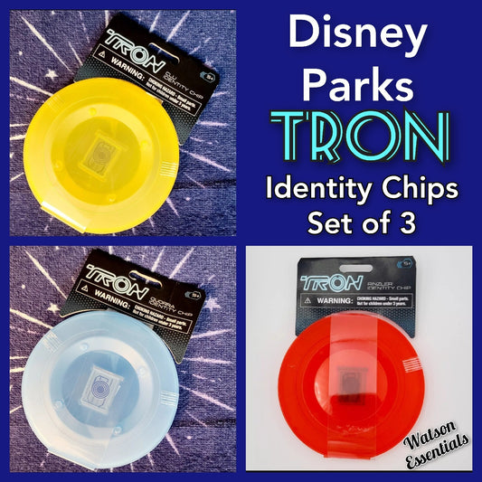 *3 TRON Identity Chips* Walt Disney World Parks TRON Lightcycle Yellow Red Blue
