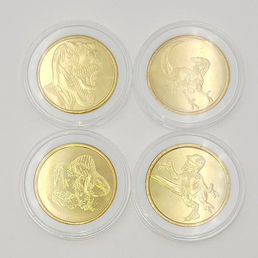 Set Of 4 Universal Studios Florida Coin Medallion 2024 Jurassic Park Dinosaur