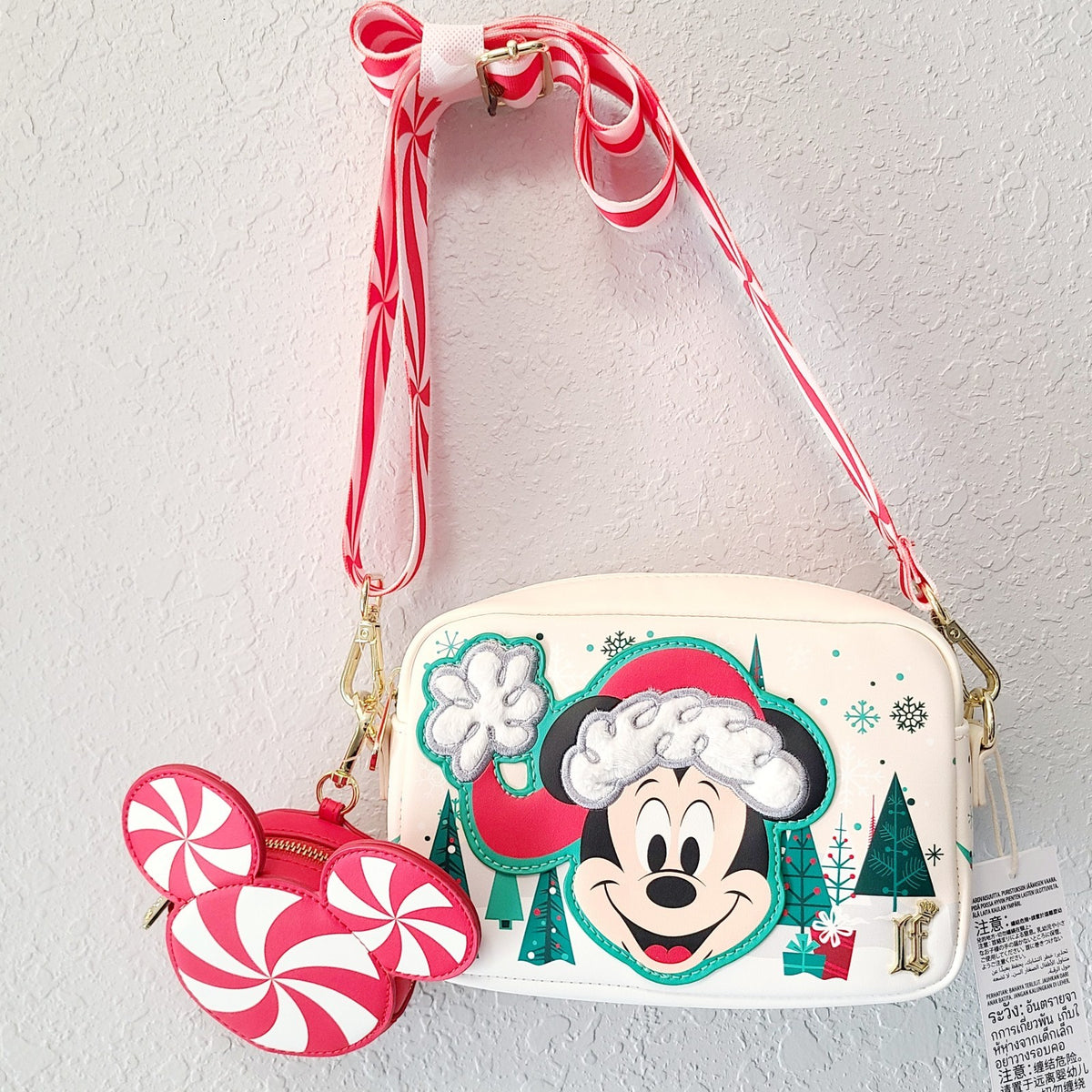 2026 Disney Parks Christmas Santa Mickey Loungefly Crossbody Bag & Coin Purse