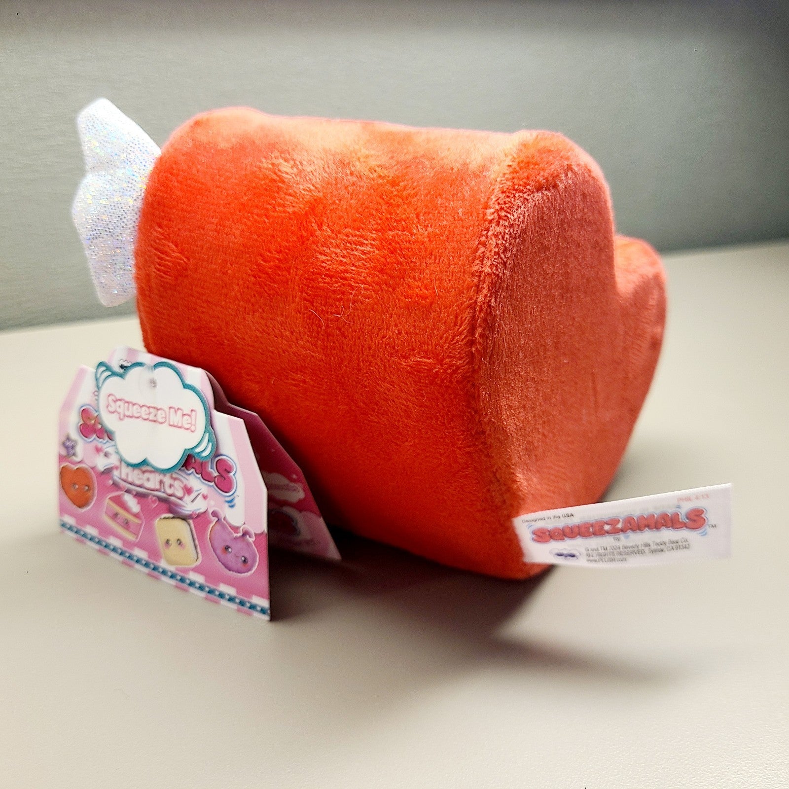 Squeezamals SET Heart Series Pink Furry Plush Unicorn Horn Red With Wings Stress