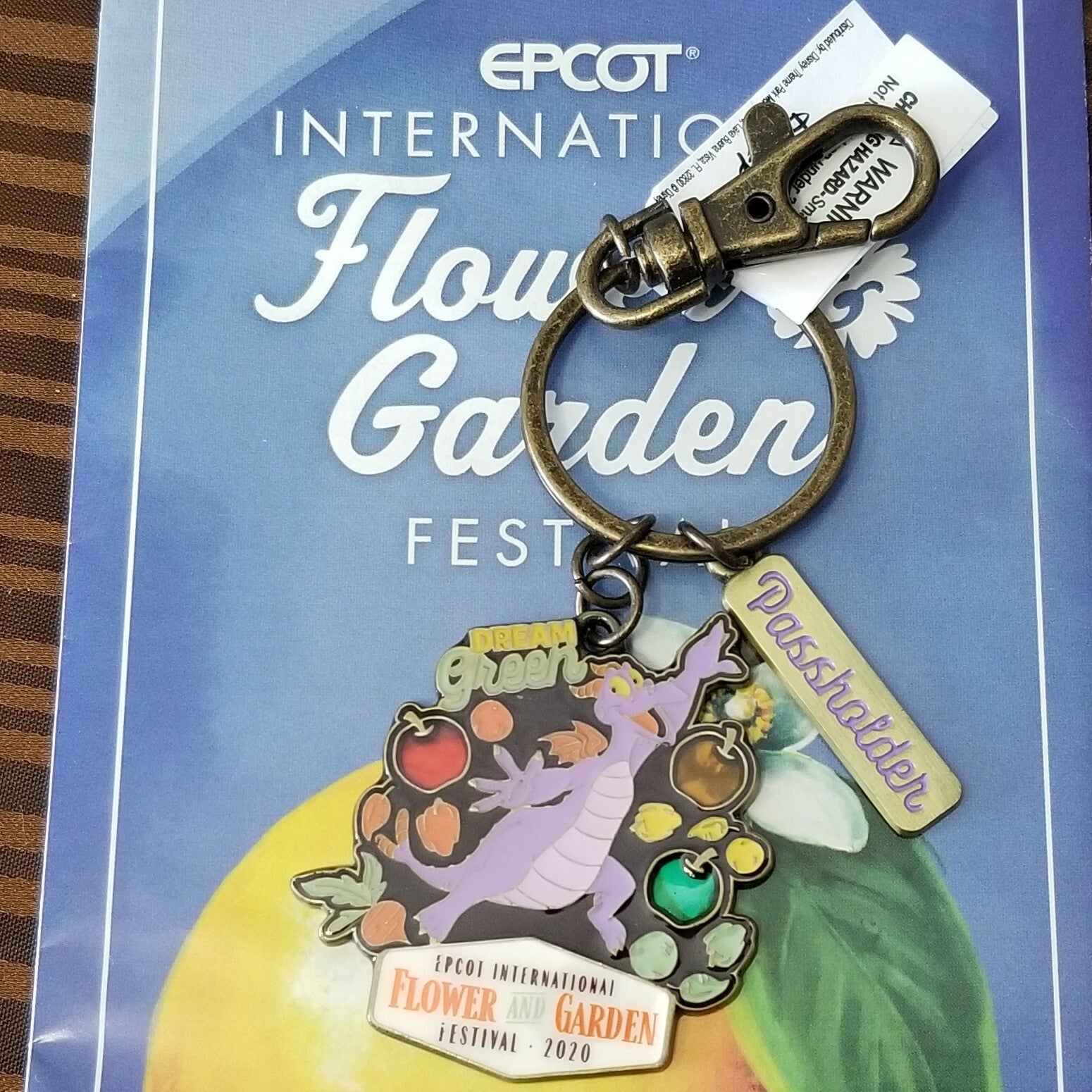 2020 Epcot Flower & Garden Festival Figment Passholder Keychain Disney Parks