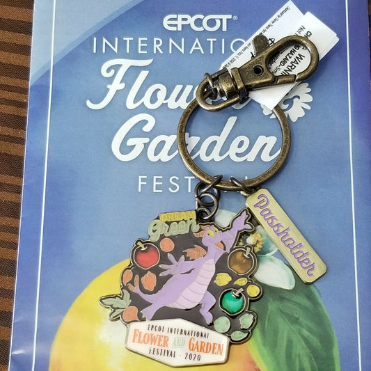 2020 Epcot Flower & Garden Festival Figment Passholder Keychain Disney Parks