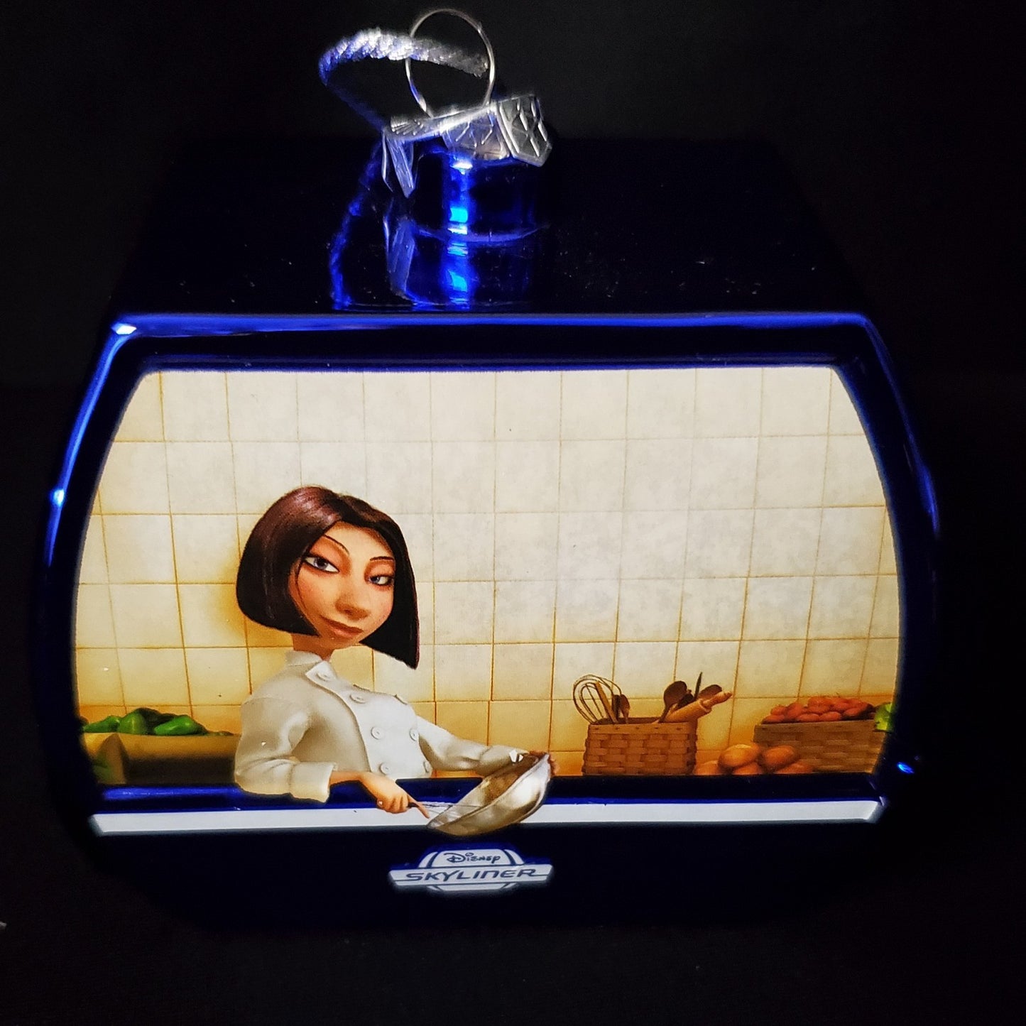 RARE Disney World Parks Skyliner Ratatouille Glass Christmas Blue Ornament Remy
