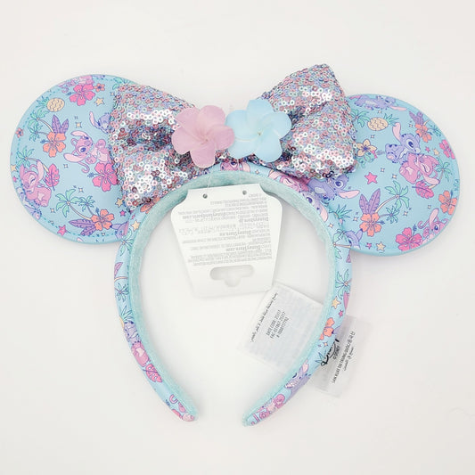 2026 Disney Parks Stitch & Angel Hibiscus Spring Minnie Ear Headband Ears New