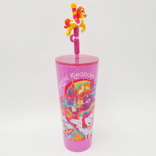 2026 Disney Parks Starbucks Magic Kingdom Horse Carrousel Straw Topper Tumbler